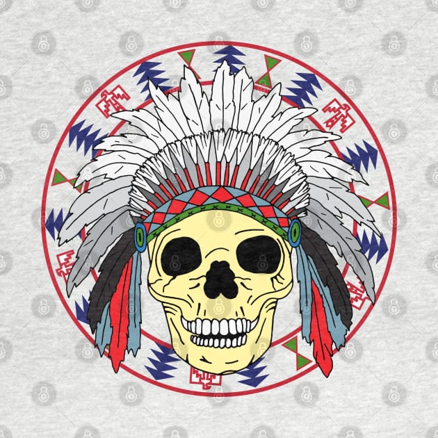 Sioux Native American Indian Skull in Headdress by HotHibiscus